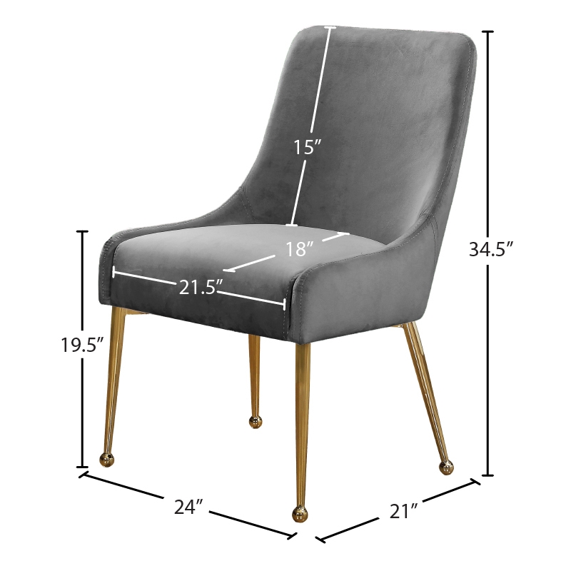 Meridian Furniture Owen Velvet Dining Chair in Gray (Set of 2)