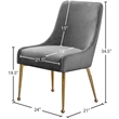 Meridian Furniture Owen Velvet Dining Chair in Gray (Set of 2)