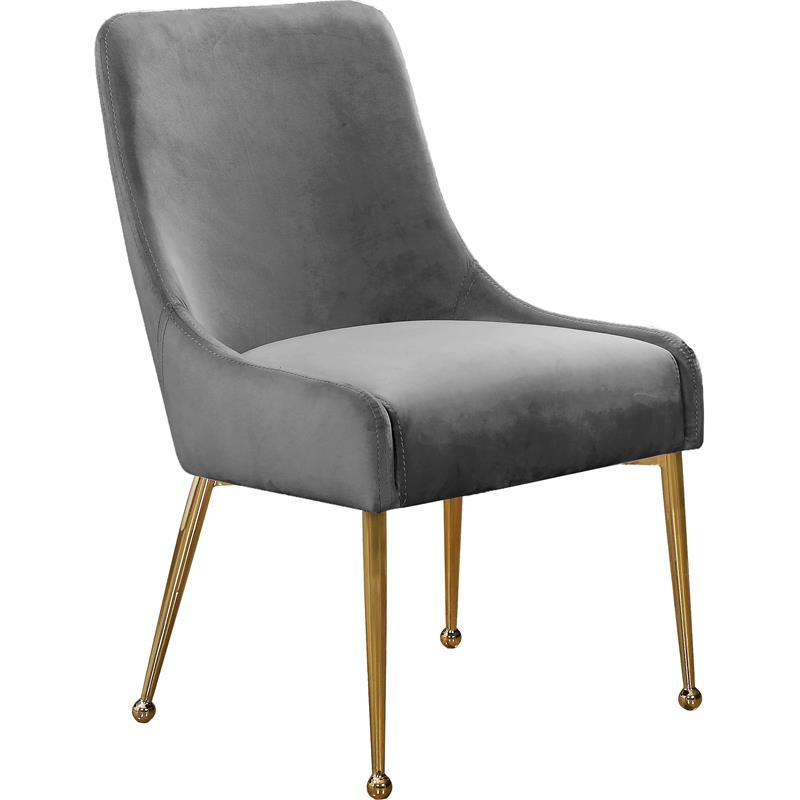 Meridian Furniture Owen Velvet Dining Chair in Gray (Set of 2)