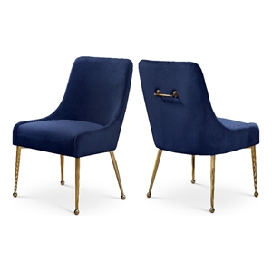 Meridian Furniture Owen 19.5&quotH Velvet Dining Chair in Navy (Set of 2)