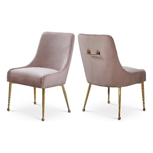 Meridian Furniture Owen 19.5&quotH Velvet Dining Chair in Pink (Set of 2)