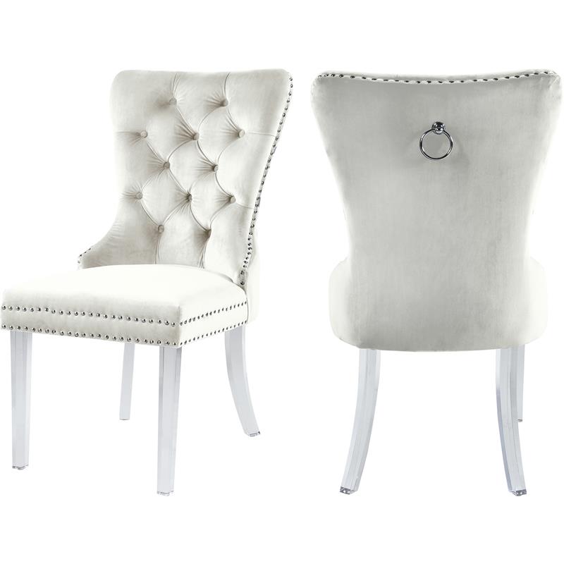 cream and silver dining chairs