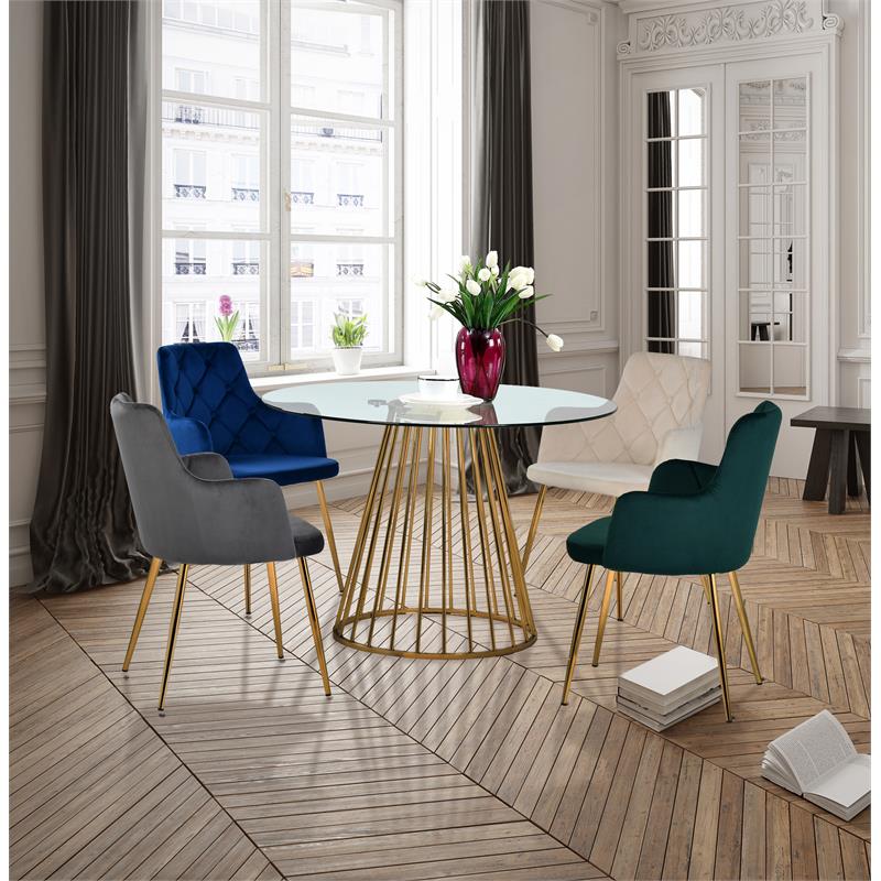 Meridian Furniture Gio Contemporary Glass Dining Table in Gold