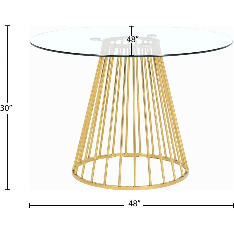 Meridian Furniture Gio Contemporary Glass Dining Table in Gold