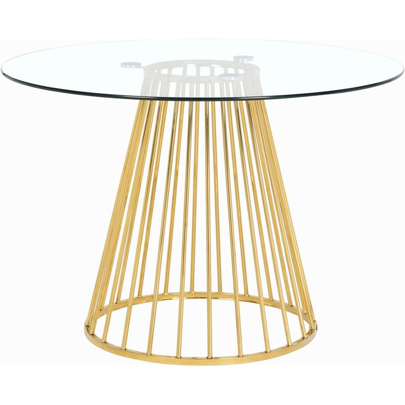 Meridian Furniture Gio Contemporary Glass Dining Table in Gold