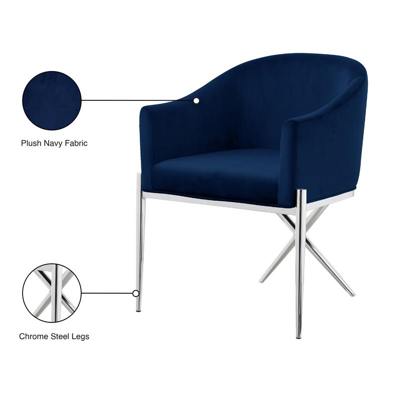 Meridian Furniture Xavier Navy Velvet Dining Chair Homesquare