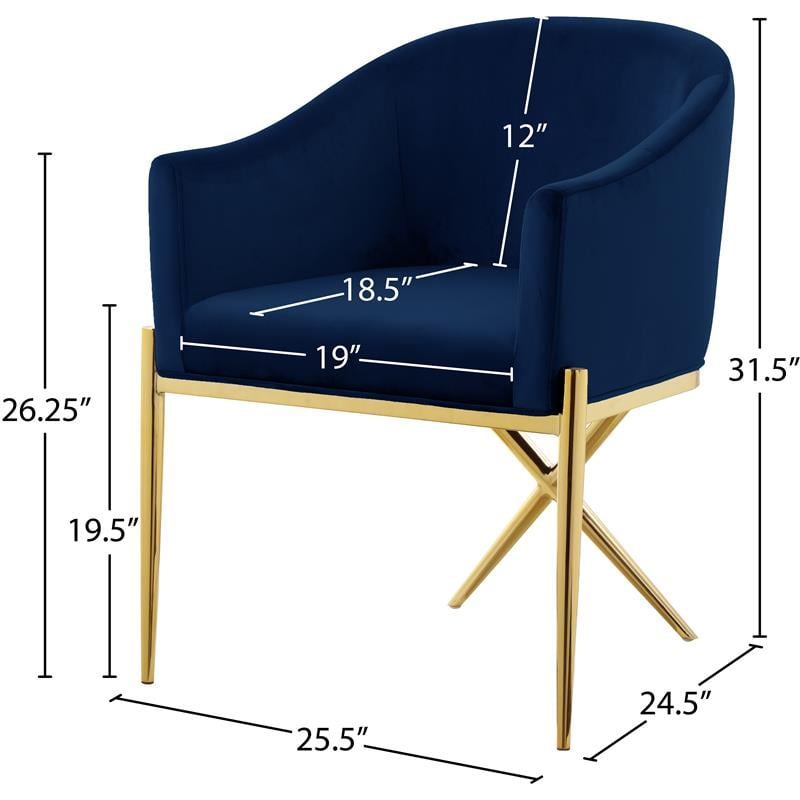 Meridian Furniture Xavier Navy Velvet Dining Chair