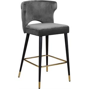 Meridian Furniture Kelly 28&quotH Velvet Counter Stool in Gray (Set of 2)