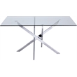 Meridian Furniture Xander Tempered Glass Top Dining Table in Clear/Chrome