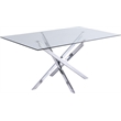 Meridian Furniture Xander Tempered Glass Top Dining Table in Clear/Chrome