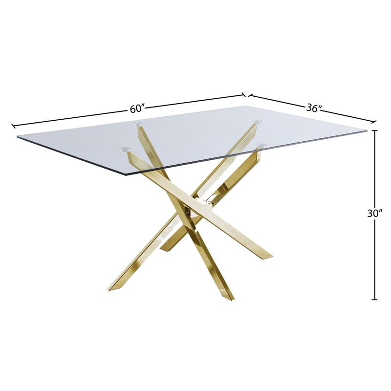 Meridian Furniture Yellow Xander Contemporary Glass Dining Table