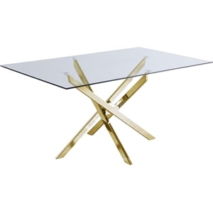 Meridian Furniture Yellow Xander Contemporary Glass Dining Table