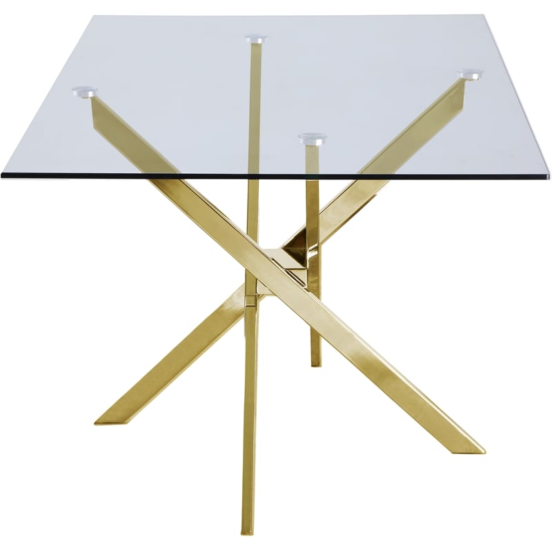 Meridian Furniture Yellow Xander Contemporary Glass Dining Table