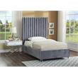 Meridian Furniture Candace Solid Wood Tufted Velvet Twin Bed in Gray