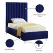 Meridian Furniture Candace Solid Wood Tufted Velvet Twin Bed in Navy