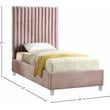 Meridian Furniture Candace Solid Wood Tufted Velvet Twin Bed in Pink