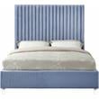 Meridian Furniture Candace Solid Wood Tufted Velvet Full Bed in SKy Blue