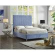 Meridian Furniture Candace Solid Wood Tufted Velvet Full Bed in SKy Blue