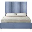Meridian Furniture Candace Solid Wood Tufted Velvet King Bed in Sky Blue