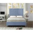 Meridian Furniture Candace Solid Wood Tufted Velvet King Bed in Sky Blue