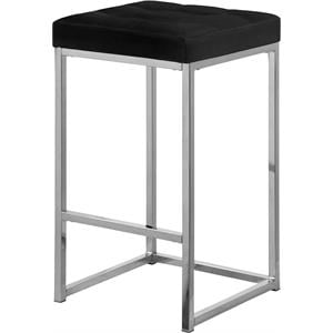 Meridian Furniture Nicola 26.5&quotH Velvet Counter Stool in Black (Set of 2)