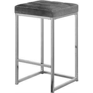 Meridian Furniture Nicola 26.5&quotH Velvet Counter Stool in Gray (Set of 2)