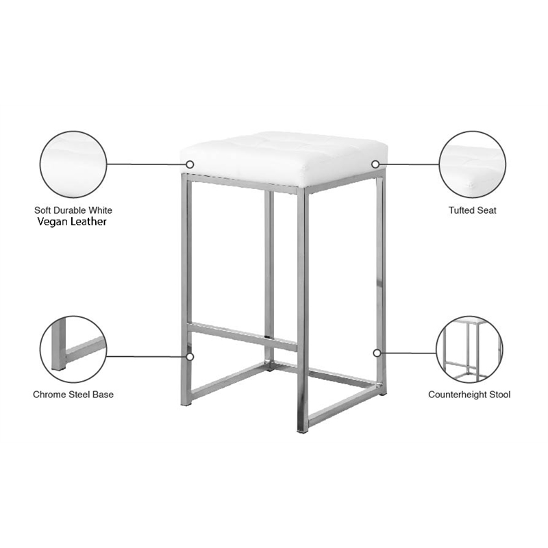 Meridian Furniture Nicola Faux Leather Counter Stool - Chrome Meridian Furniture Nicola Faux Leather Counter Stool - Chrome