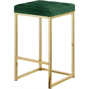 Meridian Furniture Nicola 26.5&quotH Velvet Counter Stool in Green (Set of 2)