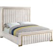 Meridian Furniture Dolce Solid Wood and Velvet Queen Bed in Cream