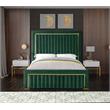 Meridian Furniture Dolce Solid Wood and Velvet Queen Bed in Green