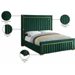 Meridian Furniture Dolce Solid Wood and Velvet Queen Bed in Green