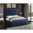 Meridian Furniture Dolce Solid Wood and Velvet King Bed in Navy