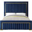 Meridian Furniture Dolce Solid Wood and Velvet King Bed in Navy