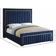 Meridian Furniture Dolce Solid Wood and Velvet King Bed in Navy