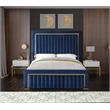 Meridian Furniture Dolce Solid Wood and Velvet Queen Bed in Navy