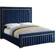 Meridian Furniture Dolce Solid Wood and Velvet Queen Bed in Navy