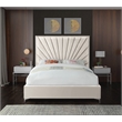 Meridian Furniture Eclipse Solid Wood and Velvet Full Bed in Cream