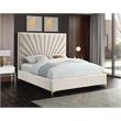 Meridian Furniture Eclipse Solid Wood and Velvet King Bed in Cream