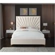 Meridian Furniture Eclipse Solid Wood and Velvet Queen Bed in Cream