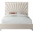 Meridian Furniture Eclipse Solid Wood and Velvet Queen Bed in Cream