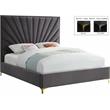 Meridian Furniture Eclipse Solid Wood and Velvet Full Bed in Gray