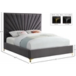 Meridian Furniture Eclipse Solid Wood and Velvet King Bed in Gray