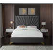Meridian Furniture Eclipse Solid Wood and Velvet King Bed in Gray
