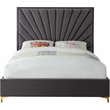 Meridian Furniture Eclipse Solid Wood and Velvet King Bed in Gray