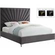 Meridian Furniture Eclipse Solid Wood and Velvet Queen Bed in Gray