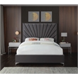 Meridian Furniture Eclipse Solid Wood and Velvet Queen Bed in Gray
