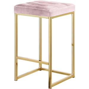Meridian Furniture Nicola 26.5&quotH Velvet Counter Stool in Pink (Set of 2)