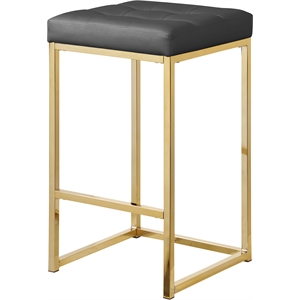 Meridian Furniture Nicola 26.5&quotH Leather Counter Stool in Gray/Gold (Set of 2)