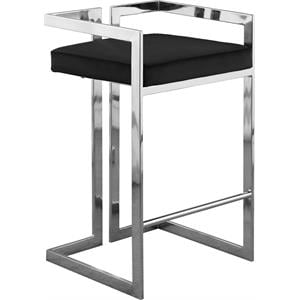 Meridian Furniture Ezra 27&quotH Velvet Counter Stool in Black (Set of 2)