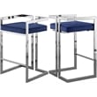 Meridian Furniture Ezra 27&quotH Velvet Counter Stool in Navy (Set of 2)